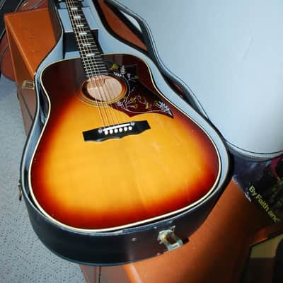 1977 Kay K-590 Deluxe Western Hummingbird Jumbo Sunburst Pro Setup Original Case image 12