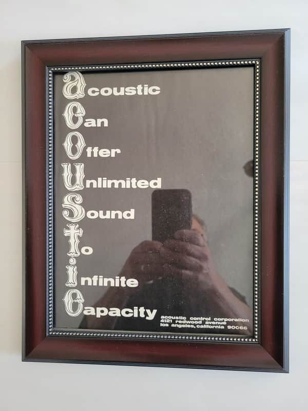 1970 Acoustic Amplifiers Promotional Ad Framed Original image 1