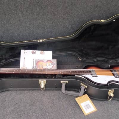 Hofner HI-BB-SB-L Left Handed Ignition Violin Bass Sunburst & Guardian CG-02-VB Hard shell Case image 1
