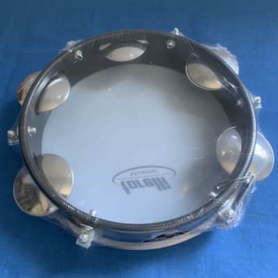 8" Brazilian Handmade Tambourine Pandeiro Milk Nylon Head 5 Pairs Jingles Inject Plastic Black Body image 3
