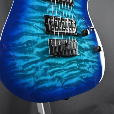 Ibanez GRG7221QA-TBB Transparent Blue Burst 7-String #162 image 6