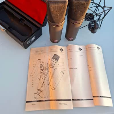 Neumann U 87 Stereo Pair Large Diaphragm Multipattern Condenser Microphone 1967 - 1985 - Matte Black image 1