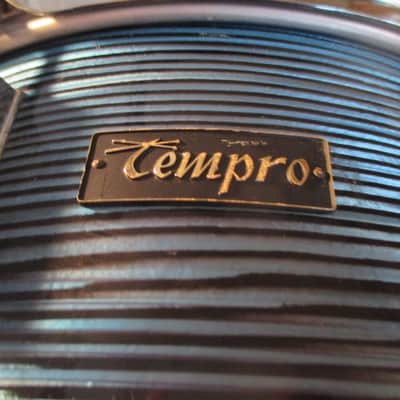 Tempro Vintage 14 x 5 Snare Drum, 1960s Japan Made, Blue Strata, Exceptional Original! image 5