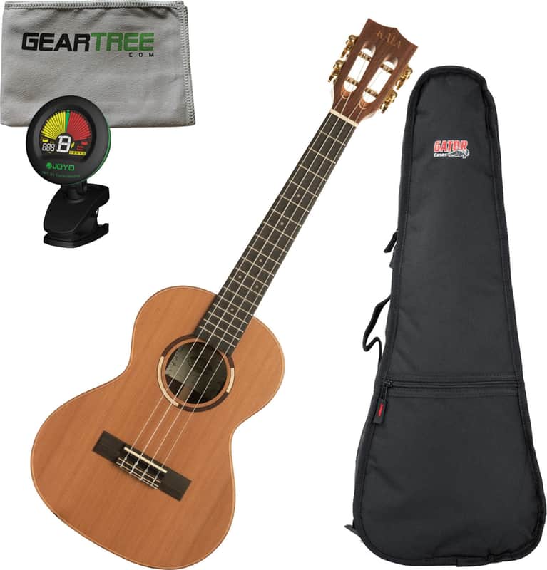Kala KA-ASCP-T All Solid Cedar Top / Solid Pau Ferro Back and Sides Tenor Ukulele, Natural w/ Bag, Cloth, and Tuner image 1