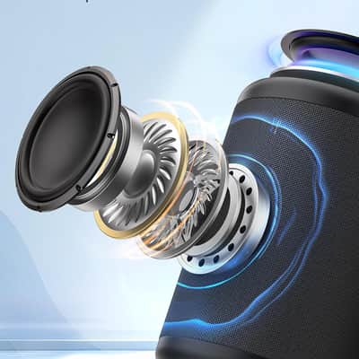Small Portable Bluetooth Speaker with LED Lights, TWS Stereo Sound, Bluetooth 5.3, AUX & TF Card Support, USB-C Rechargeable Wireless Speaker image 2
