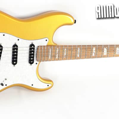 All Music Inc. Collection Custom Gold Sparkle Block Inlay Strat Electric Guitar image 2