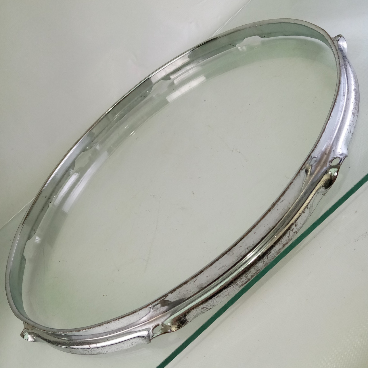 Ludwig 17"BRASS Tenor Tom Drum Batter Rim/Hoop 60s Triple-Flange Chrome COB 8Lug — main photograph