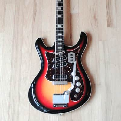 1960s Silvertone 1445 Vintage Electric Guitar by Teisco German Carve 1441 w/ gigbag & Original Strap image 2