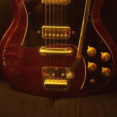 Vintage 70's Raven Electric Guitar Matsumoku Japanese SG-Style Wine Red w/Vibrato image 3