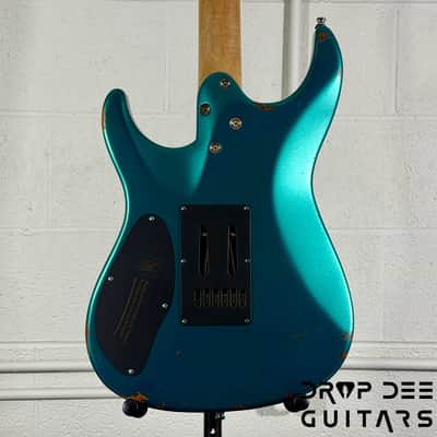 Mayones Aquila Aged V24 S 6 Electric Guitar w/ Case - Monolith Metallic Neon Green Nitro (Aged) image 16