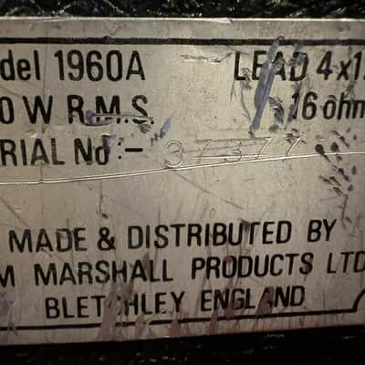 Marshall JCM 800 Lead Series Model 1982A 4x12" Angled Guitar Speaker Cabinet 1981 - 1987 - Black image 22