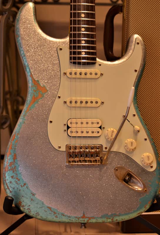 American Fender Stratocaster Silver Sparkle Heavy Relic Custom Shop Texas Specials HSS image 1