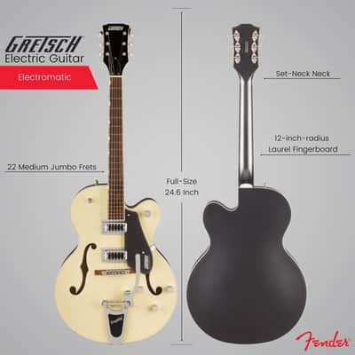 Gretsch G5420T Electromatic Hollow Body Electric Guitar (Two-Tone Vintage White/London Gray) with Bigsby Tremolo - Dual-Coil Pickups, Hollow Body Design Bundle with Protective Hardshell Case image 3
