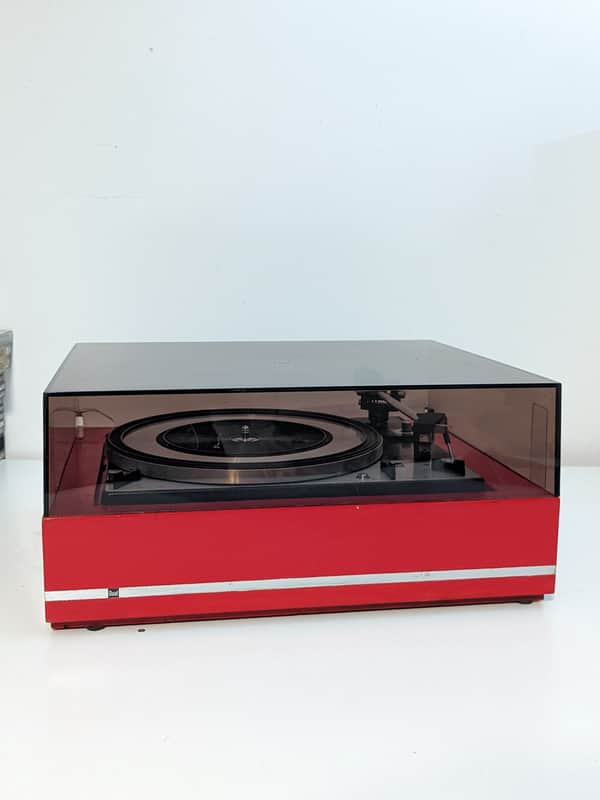 Dual 1209 Idler Drive Turntable - Serviced & Lubricated - Custom Red Plinth - w/ Shure M71 & Dual TVV46 Preamp image 1
