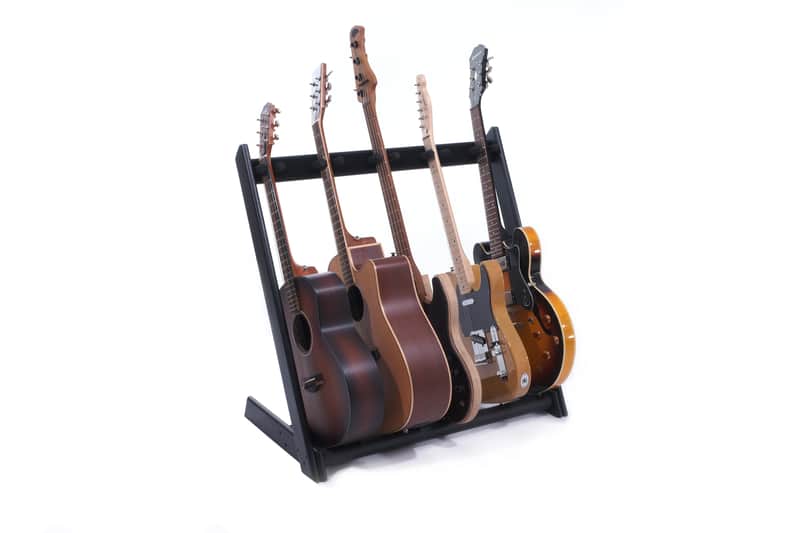 Ruach GR-2 Customisable 5 Way Guitar Rack and Holder for Guitars and Cases - Black image 1