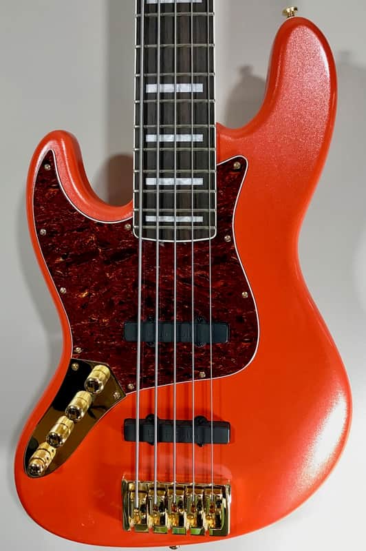 BassMods LEFTY K535 5-String Bass Guitar - Bartolini Pickups - Metallic Orange image 1