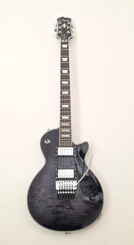 AL-3200MCC-P-27 Agile Special Edition Signature Guitar w/Floyd Rose Chris Poland Black Flame Baritone image 1