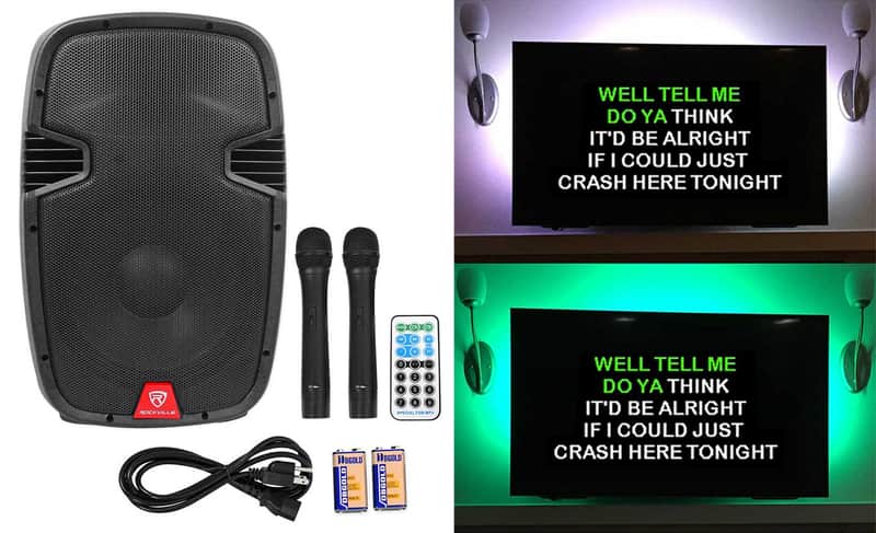 Rockville 12" Portable Karaoke Machine/System w/ (2) Wireless Microphones+LED's image 1