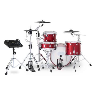 FREE TOM REBATE! - DW DWe 4pc Complete Electronic/Acoustic Drum Set w/Roland Cymbals & V71 Black Cherry Metallic image 3