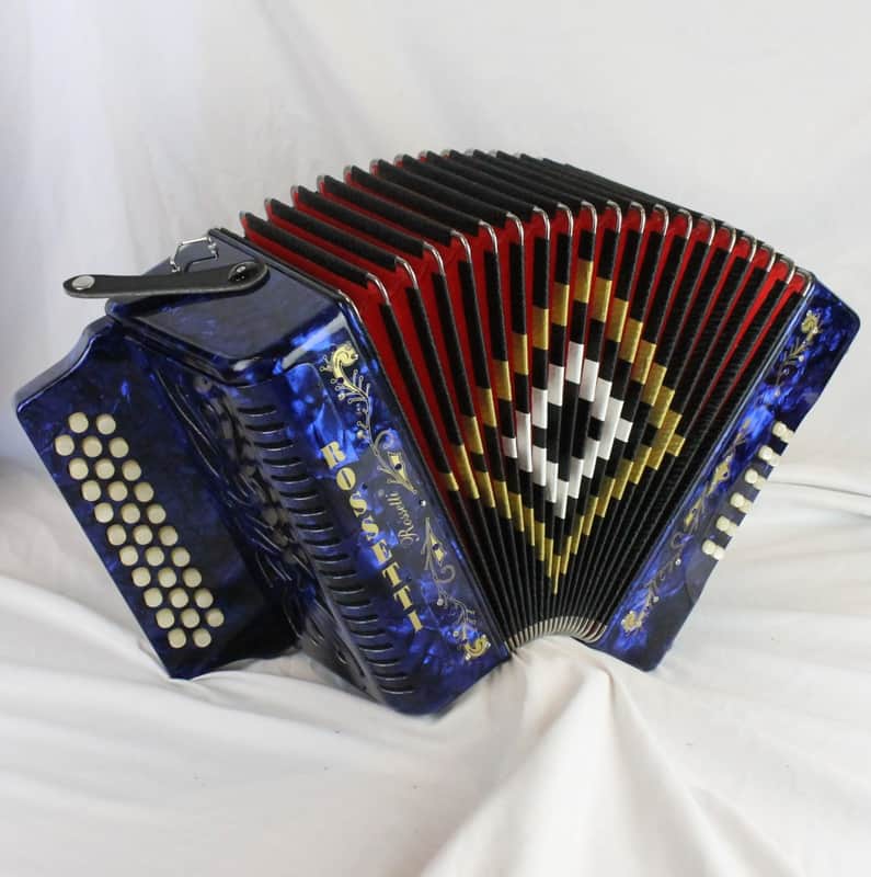 NEW Blue Decorated Rossetti Diatonic Button Accordion MM GCF Sol 31 12 image 1