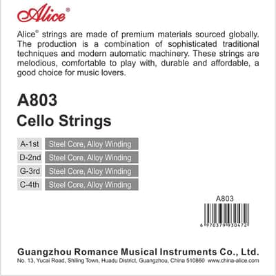 Alice Cello String Well Balanced & Deep-forceful Timbre, Steel Core w/ Alloy Winding, 4/4 G3 image 3