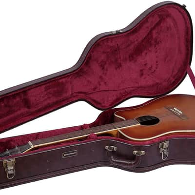 Crossrock CRW620D Acoustic Guitar Case, Universal Case for Martin Dreadnought & Gibson Acoustic, Wooden Case-Brown image 1