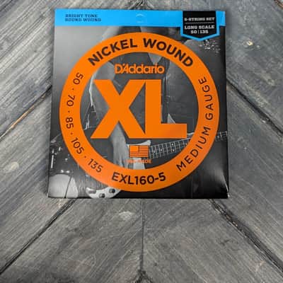 Mint D'Addario EXL160-5 Medium 50-135 Nickel Wound 5 String Long Scale Bass Guitar Strings image 1