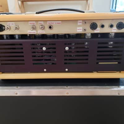 Fuchs - ODS - 100 Watt - Natural Wood Head with Matching Wood 1x12 Cab with OEM EVM12L.  Includes amp flight case, original amp/speaker cab vinyl covers and original foot switch. image 10