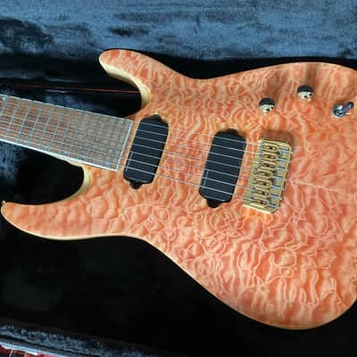 Refinished Jackson JS32-7 Dinky 7 String Guitar 3A Quilt Maple Coral Top image 1