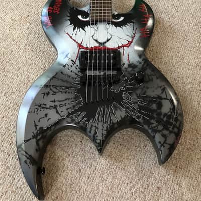 Handpainted Joker Batman Bat shape Brownsville Guitar image 3