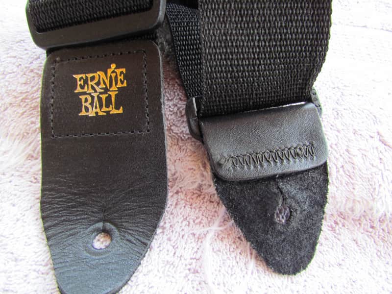 Ernie Ball Woven Guitar Strap With Leather Ends Lightly Used Black Woven Ernie Ball Guitar Strap image 1