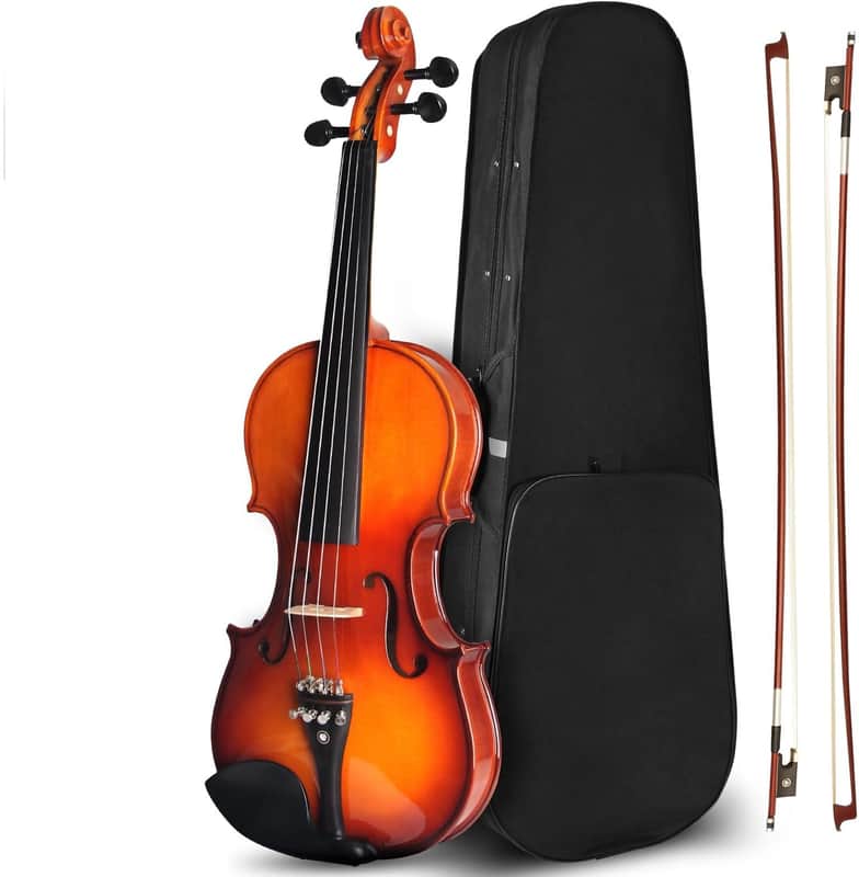 4/4 Violin For Beginners, Full Size Fiddle Set For Student, Solidwood Ebony Fitted Starter Violins Kit with Hard Case, Rosin, Bow, Stringed Musical Instruments image 1