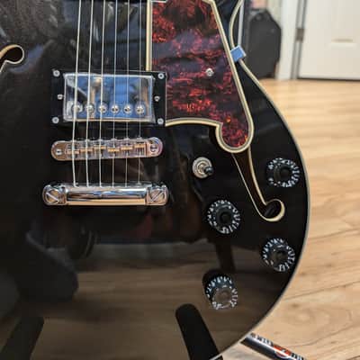 D'Angelico Premier SS Semi-Hollow Single Cutaway with Stop-Bar Tailpiece, Ovangkol Fretboard 2020 - 2022 - Black Flake image 5