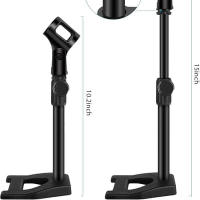 Desktop Microphone Stand, Mic Stand Desk Table with Weighted Base Shock Mount Mic Clip 3/8" to 5/8" Adapter Adjustable Height for Hyper X QuadCast Fifine K669B AT2020 Shure SM58 PGA48 image 3