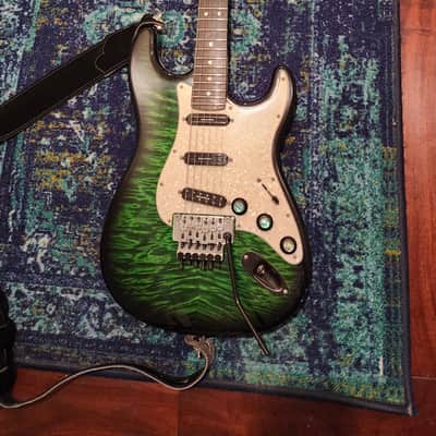 Warmoth STRAT STYLE GUITAR - Green flamed maple image 2