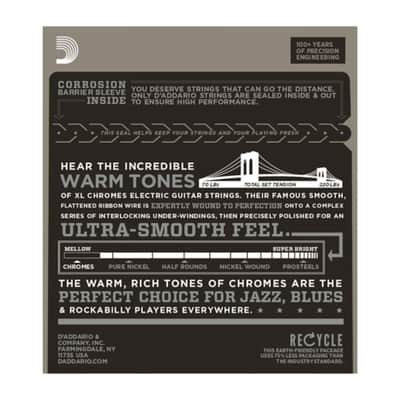 D'Addario ECG24 Chromes Flat Wound Electric Guitar Strings 11-50 image 4