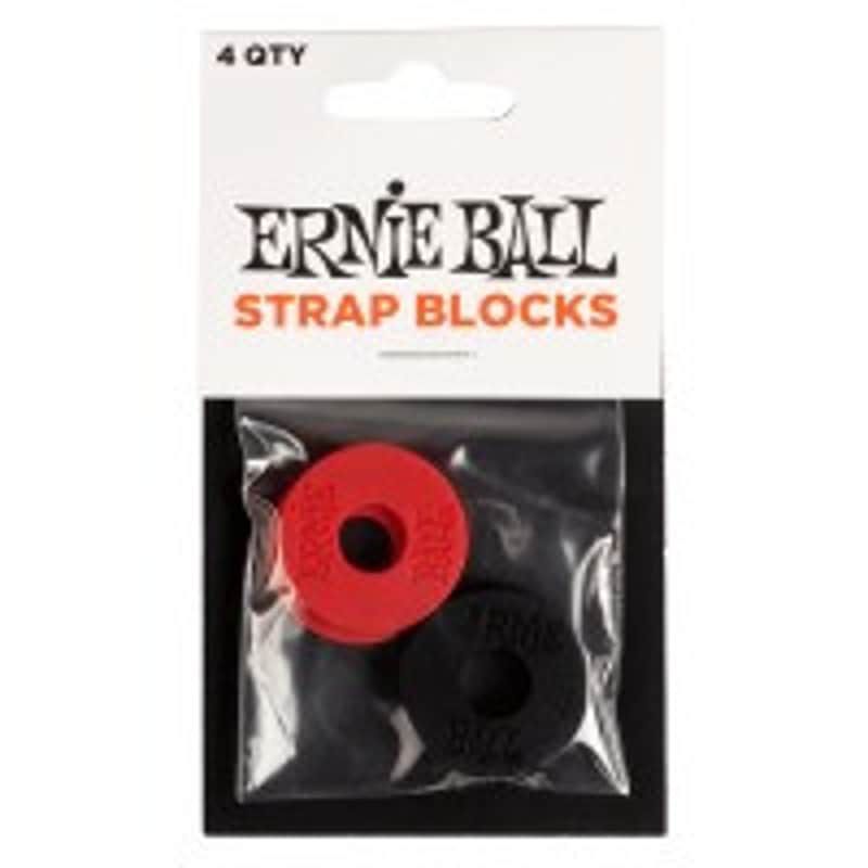 Ernie Ball Strap Blocks 4 Pack - Black/Red image 1