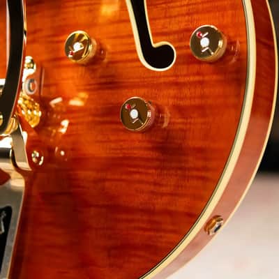 Gretsch Electromatic LTD Flame Okoume Broadkaster Double-Cut with Bigsby Electric Guitar - Roundup Orange image 11