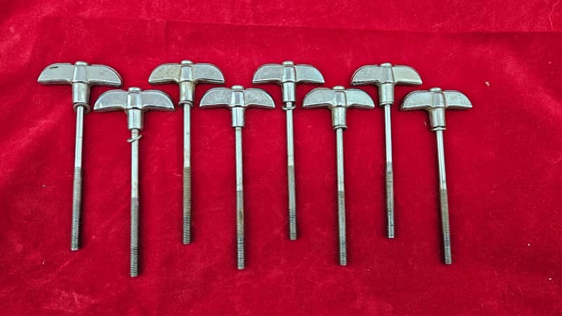 Rogers Big R Series 4.75"  Bass Drum Tuning Rods Set Of 8 1970s - Chrome image 1