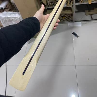 Black head Black binding 4 string electric bass neck jazz bass stainless steel 20 frets gloss Maple guitar neck 34inch hole 18mm Black block inlay image 6