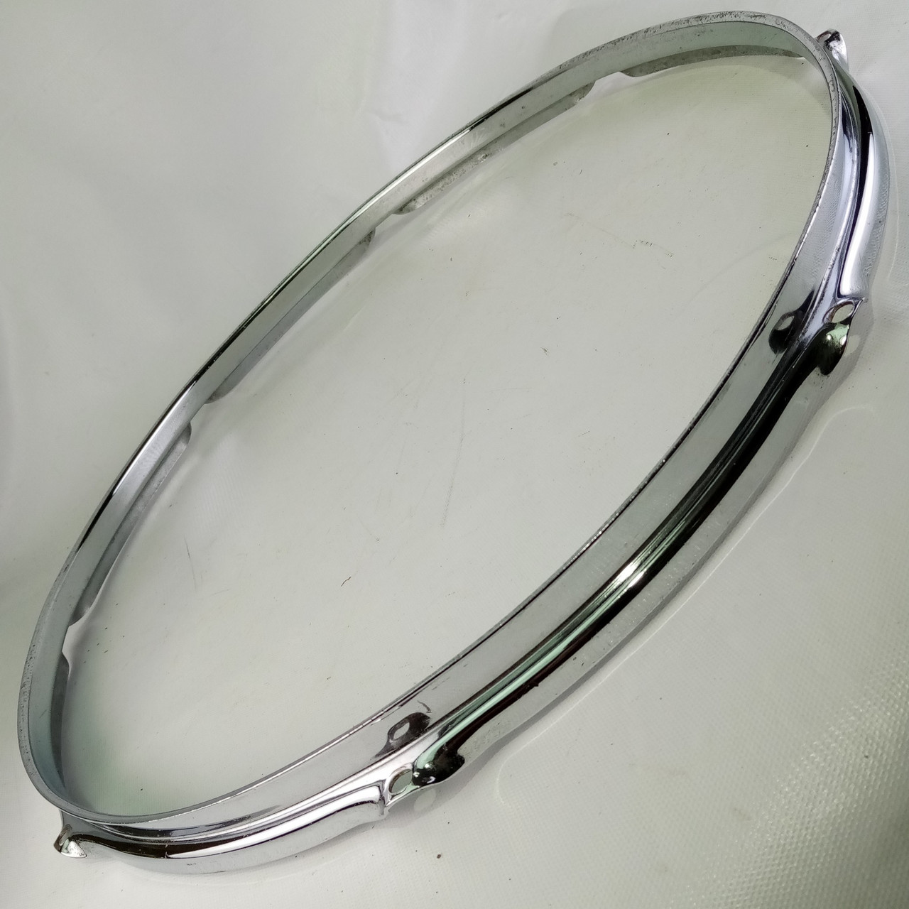 Ludwig 18"COB Floor Tom Drum Batter Rim/Hoop BRASS 8Lug Triple-Flange Chrome 60s — main photograph
