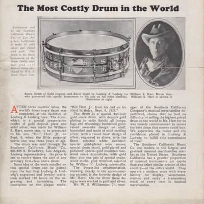 Ludwig 14″x 4″ William S. Hart Jr. Gold Snare. The “Holy Grail” Of All Vintage Drums 1925 - Gold Plated, Brass Shelled image 2