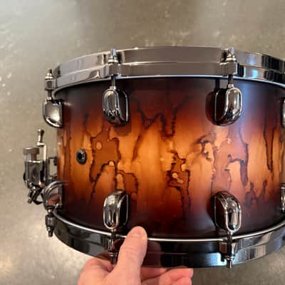 Tama Starclassic Maple 14x8" Snare Drum 2015 - Present - Molten Satin Brown Burst with Smoked Black Nickel Hardware image 3