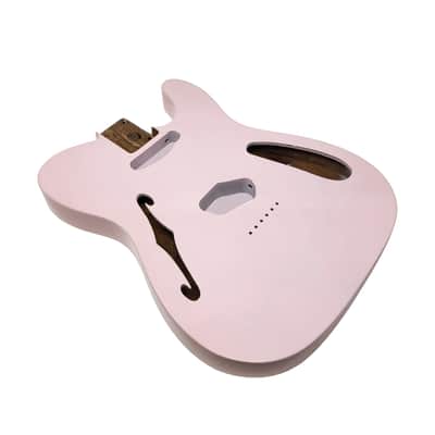 Brio Pink T-Style Thinline Guitar Body – Roasted Ash – Fender-Spec – Semi-Hollow image 5