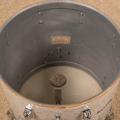Vintage Rogers White Marine Pearl Drum Set 14x24 9x13 and 16x16 image 22