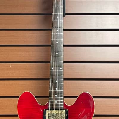 Epiphone Dot Deluxe Flame Top in Transparent Red 2003 w/OHSC image 3