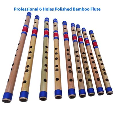 Zaza Percussion- Professional 6 Holes Polished Bamboo Flute Scale D 16.5'' (Indian Flute) W/Carry Bag image 4