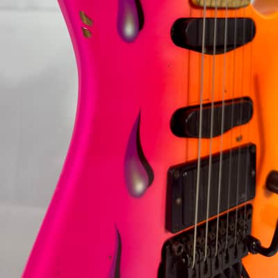 Zion Radicaster Super Strat Custom 1980’s - Pink / Red Neon Dancing Blood image 10