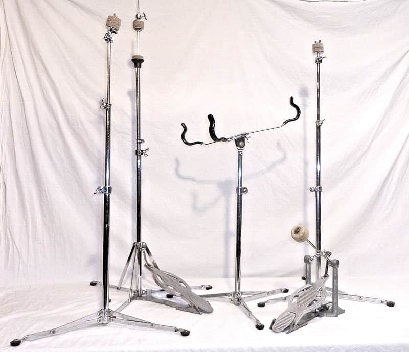 Ludwig (WFL) 5 Pc. Hardware Set, Two Cymbal Stands, Snare & Hi Hat Stands, Speed King Pedal - Late 1950s to Early '60s image 1