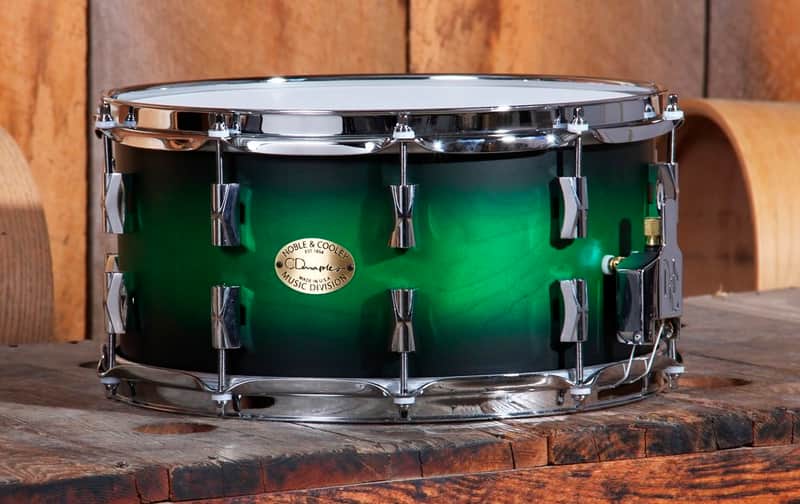 Noble & Cooley *Pre-Order* CD Maple Series 7x14" Maple Snare Drum in Green Stain Black Burst & Chrome Hardware | Made in the USA | Special Order | Authorized Dealer image 1